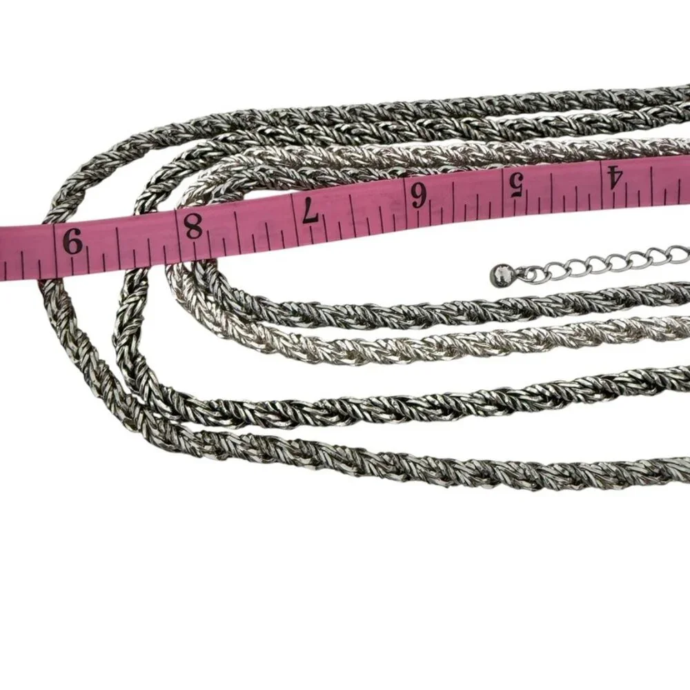 Chico's multichain statement necklace silver tone twisted chain